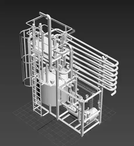 Pasteuriser - Industrial machine - with tank - pipes and pumps 3D model
