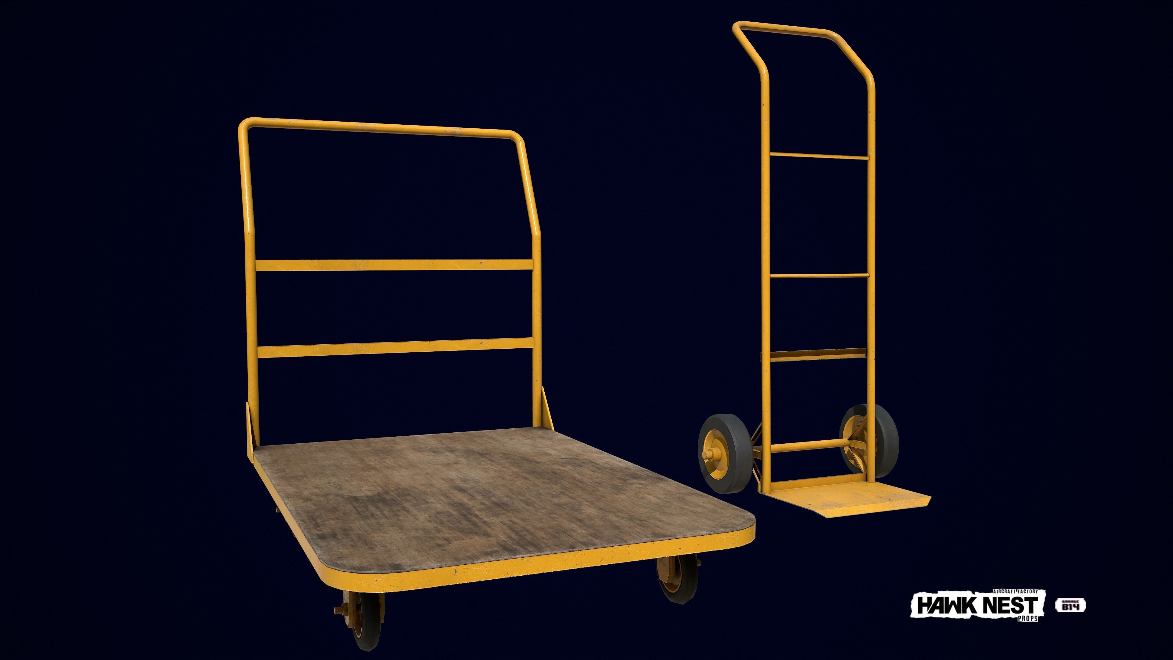 Baggage Cart and Sack Truck Low-poly 3D model_2