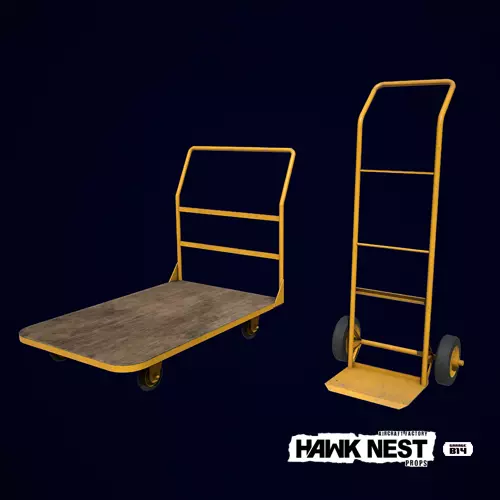 Baggage Cart and Sack Truck Low-poly 3D model_0
