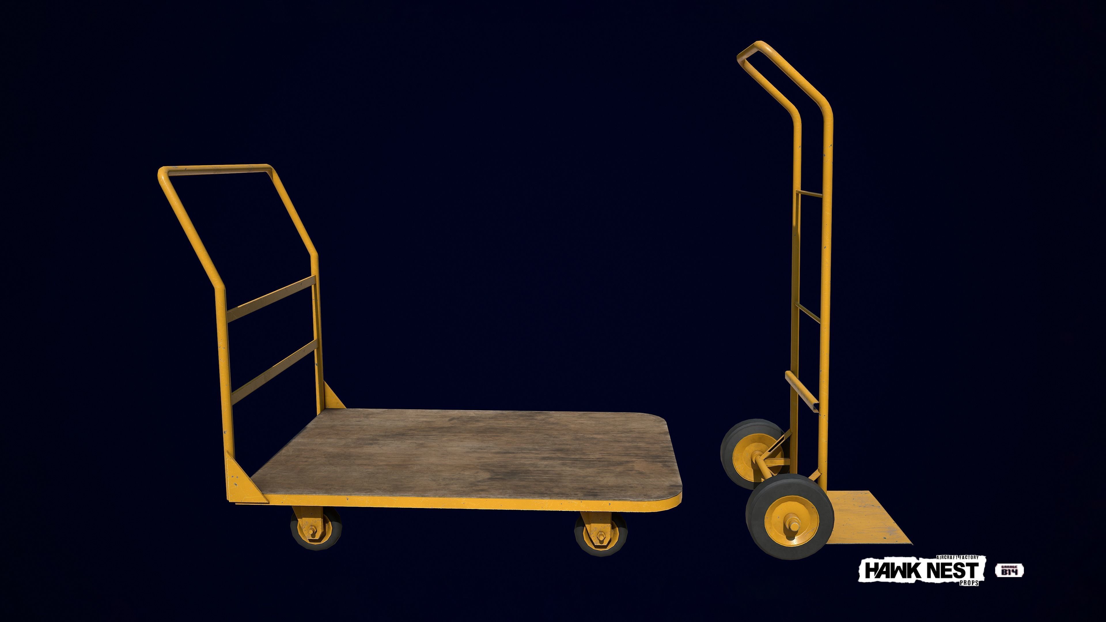Baggage Cart and Sack Truck Low-poly 3D model_3