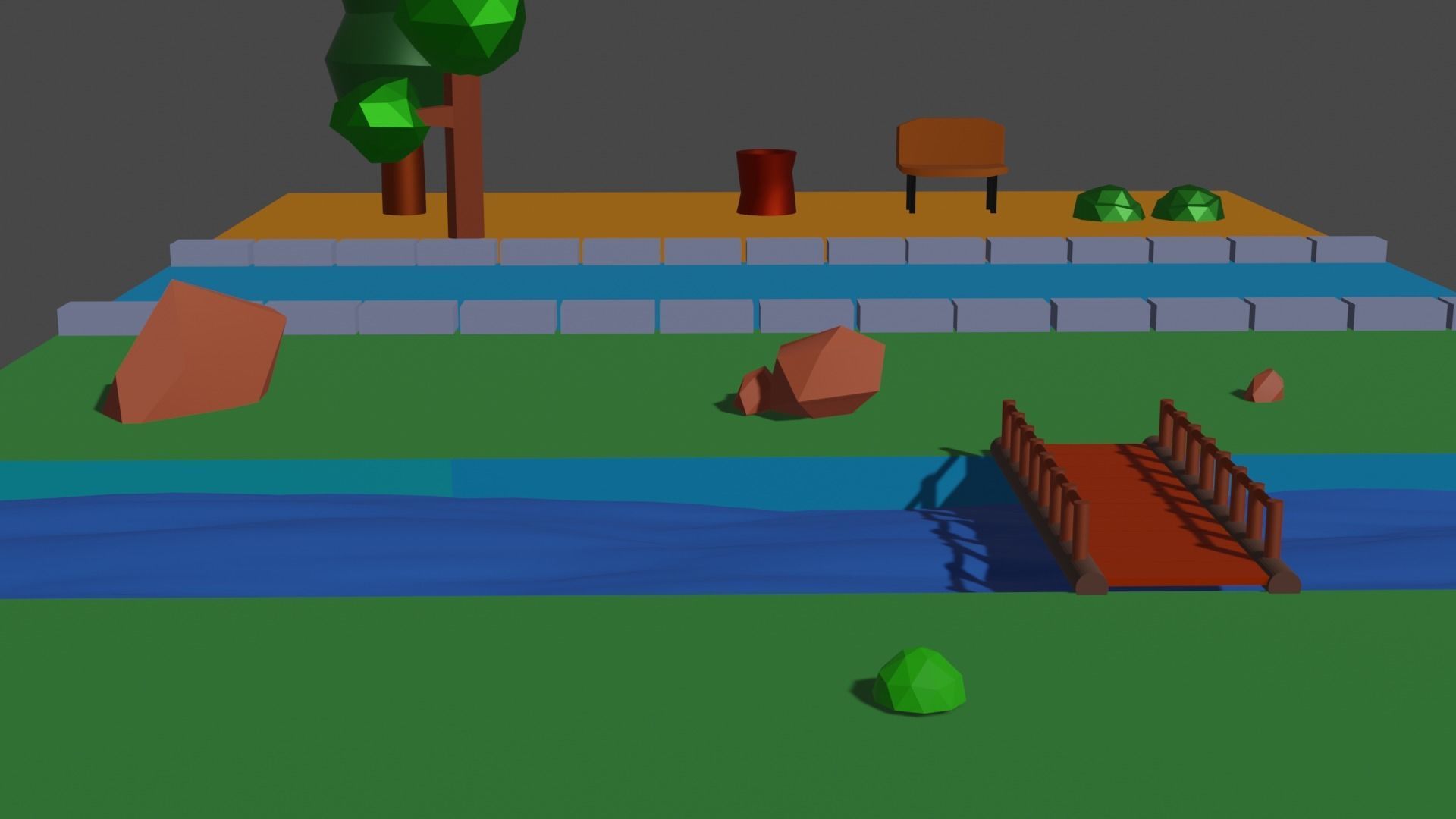 Low-Poly Park  Free low-poly 3D model_5