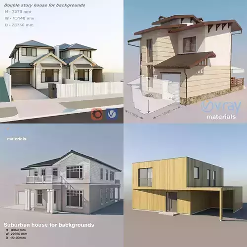 4 Private houses  3D Model Collection