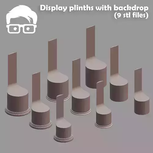 Display plinths with backdrop - round base 3D print model