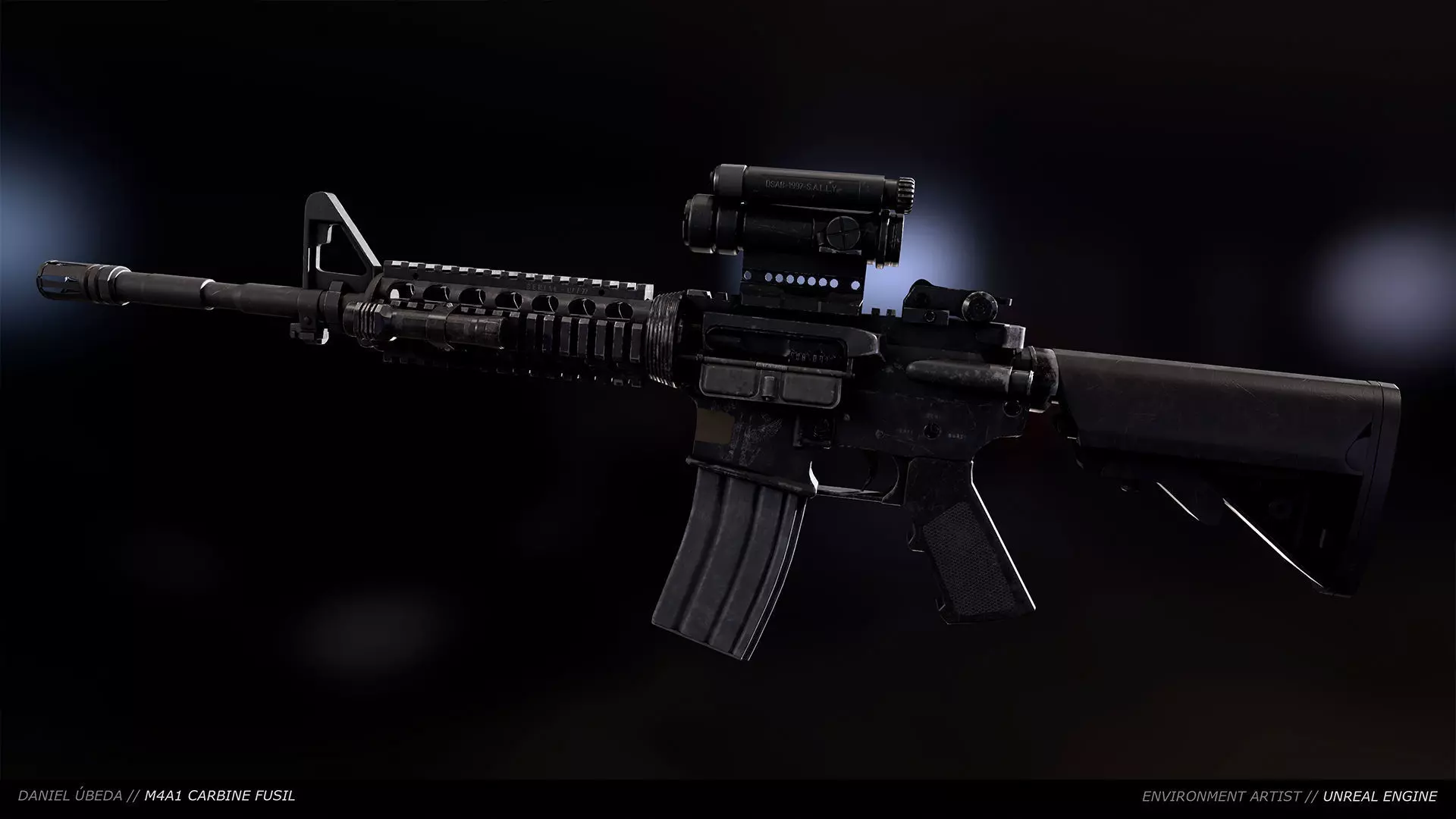 M4A1 WIREFRAME Low-poly 3D model