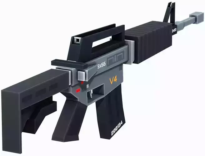 Blocky Stylized M4A1 Assault Rifle - Low Poly Game Ready Low-poly 3D model