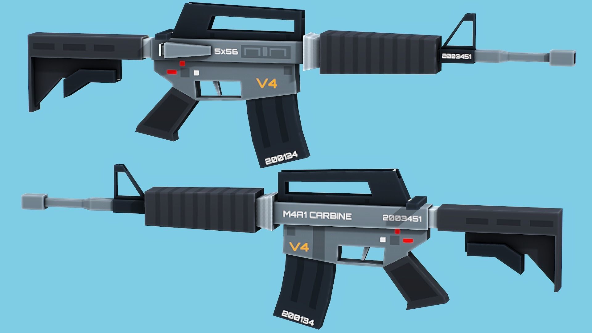Blocky Stylized M4A1 Assault Rifle - Low Poly Game Ready Low-poly 3D model_3