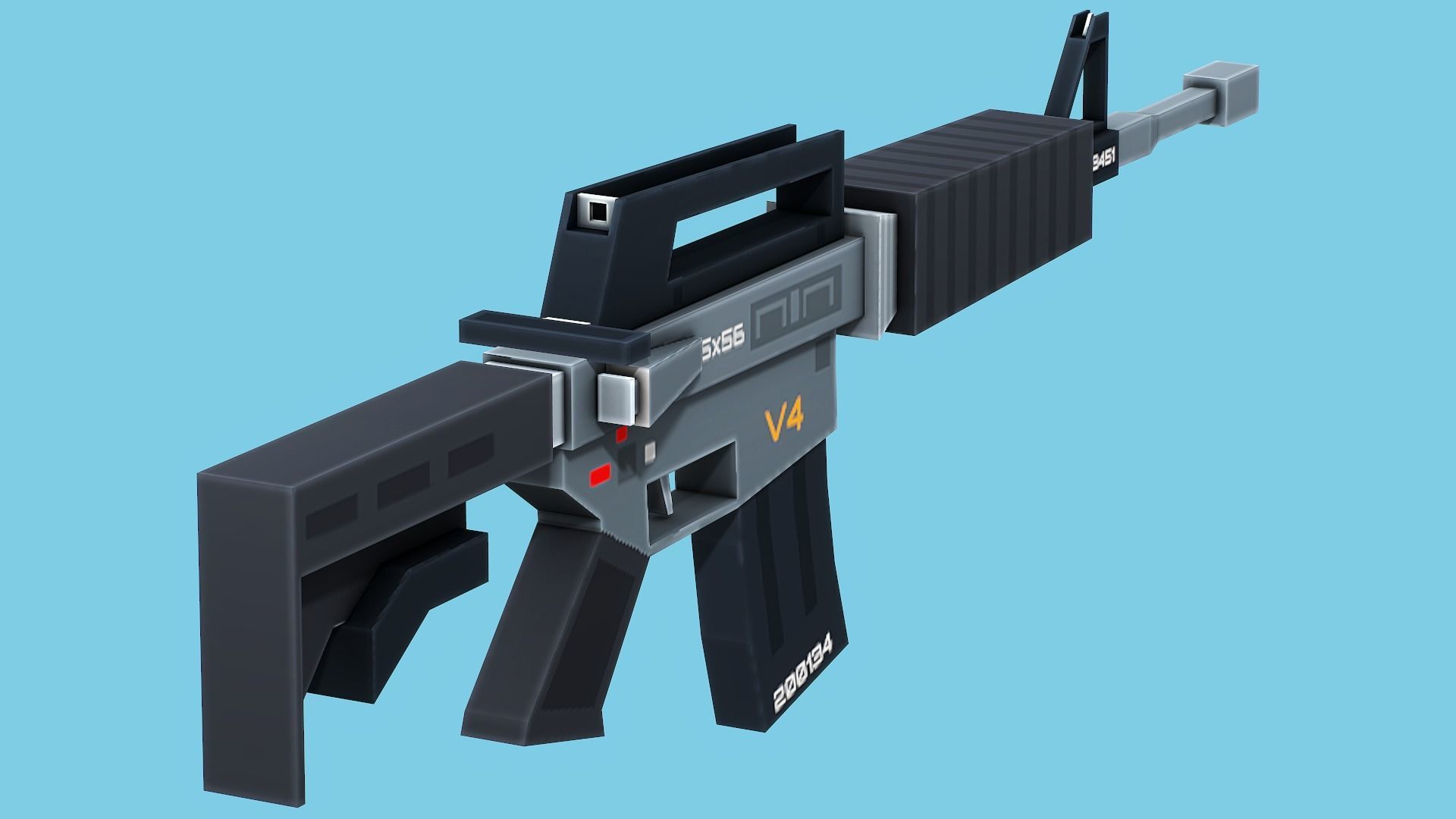 Blocky Stylized M4A1 Assault Rifle - Low Poly Game Ready Low-poly 3D model_1