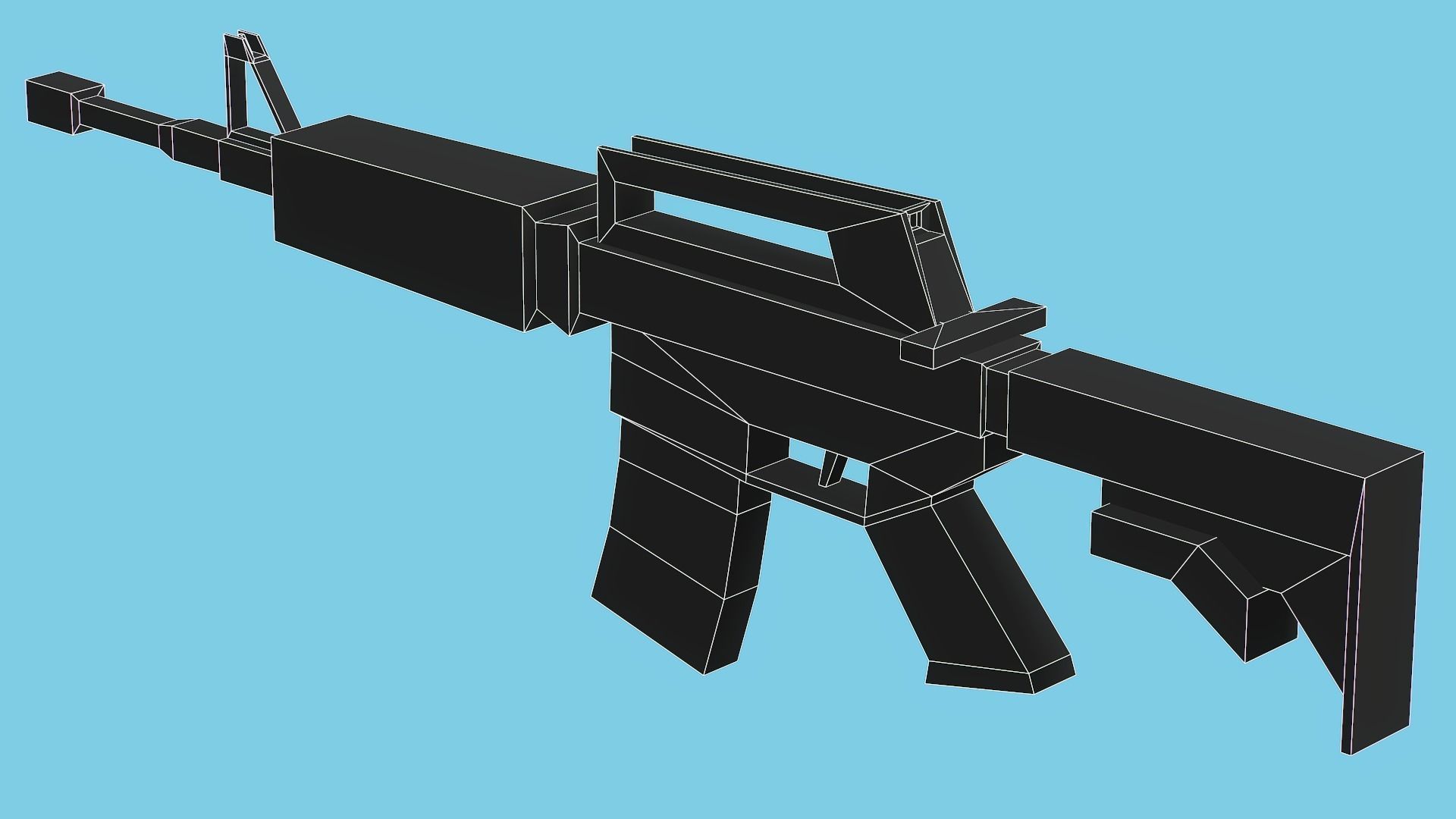 Blocky Stylized M4A1 Assault Rifle - Low Poly Game Ready Low-poly 3D model_11