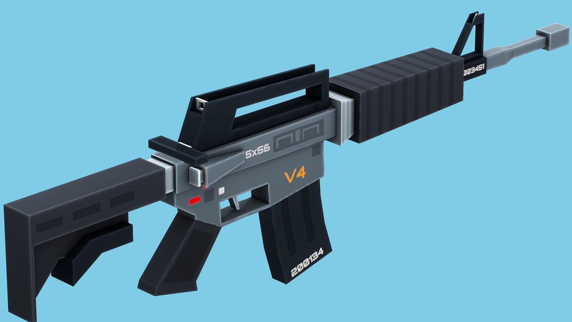 Blocky Stylized M4A1 Assault Rifle - Low Poly Game Ready Low-poly 3D model_5