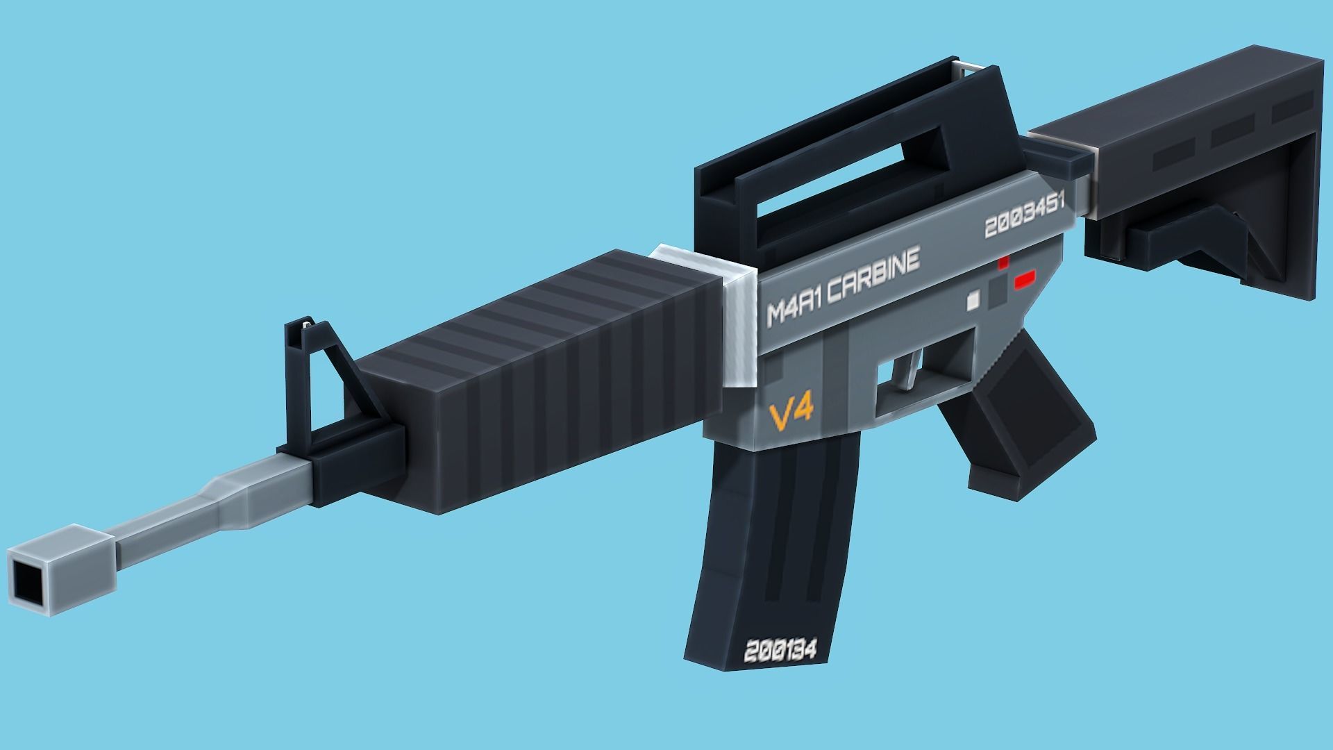 Blocky Stylized M4A1 Assault Rifle - Low Poly Game Ready Low-poly 3D model_4