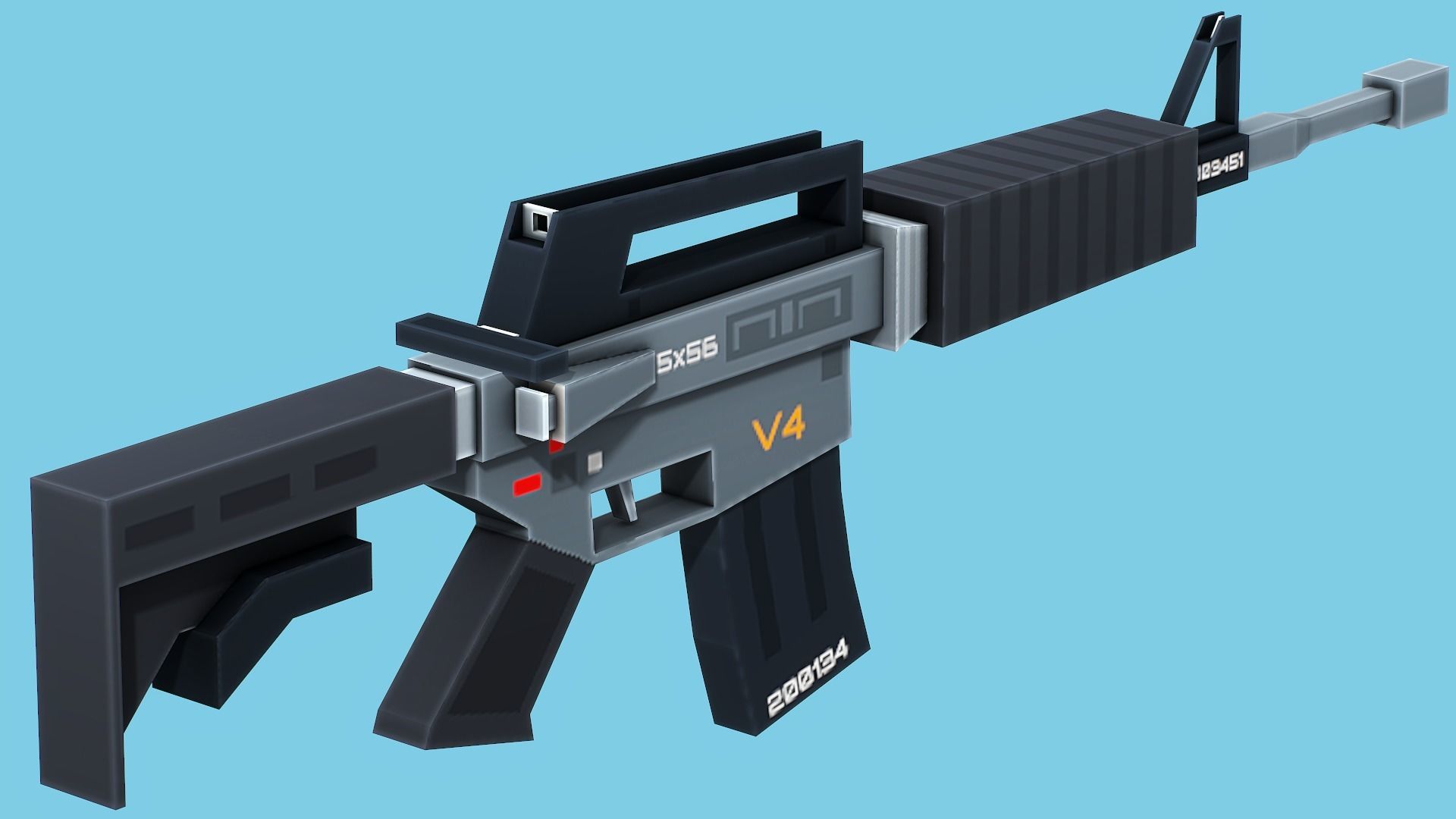 Blocky Stylized M4A1 Assault Rifle - Low Poly Game Ready Low-poly 3D model_2
