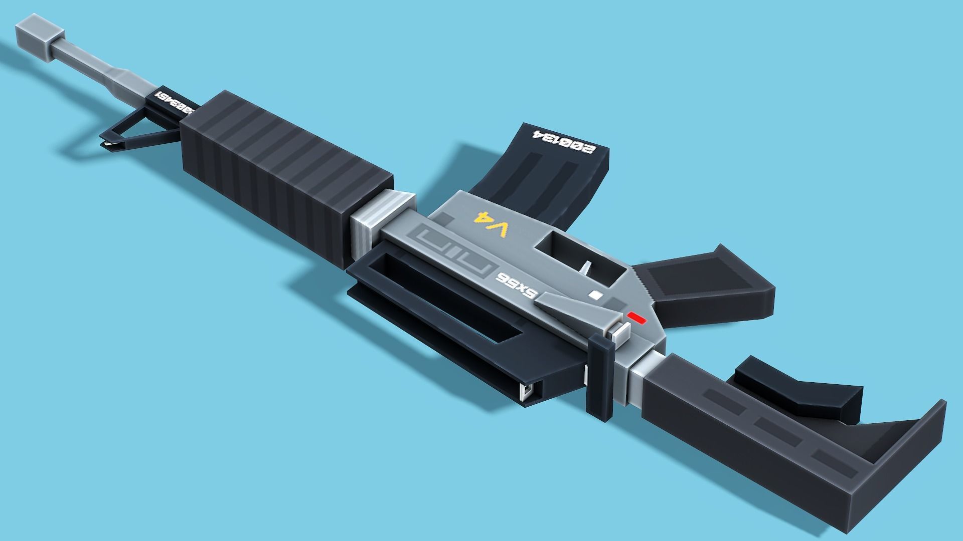 Blocky Stylized M4A1 Assault Rifle - Low Poly Game Ready Low-poly 3D model_10