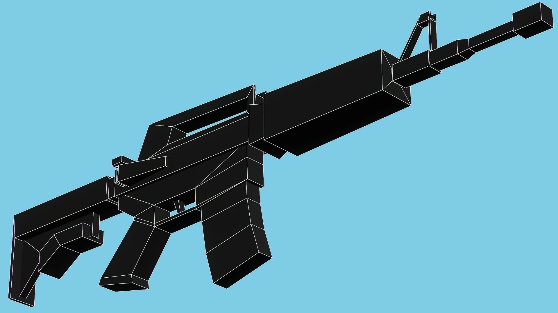 Blocky Stylized M4A1 Assault Rifle - Low Poly Game Ready Low-poly 3D model_13