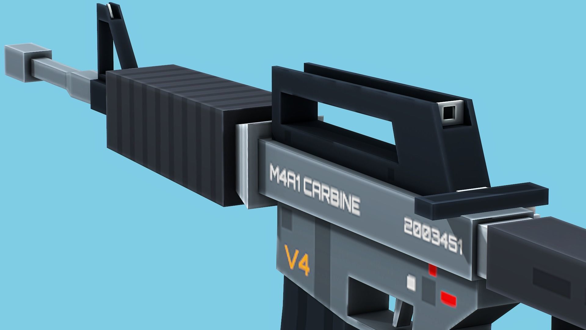 Blocky Stylized M4A1 Assault Rifle - Low Poly Game Ready Low-poly 3D model_7