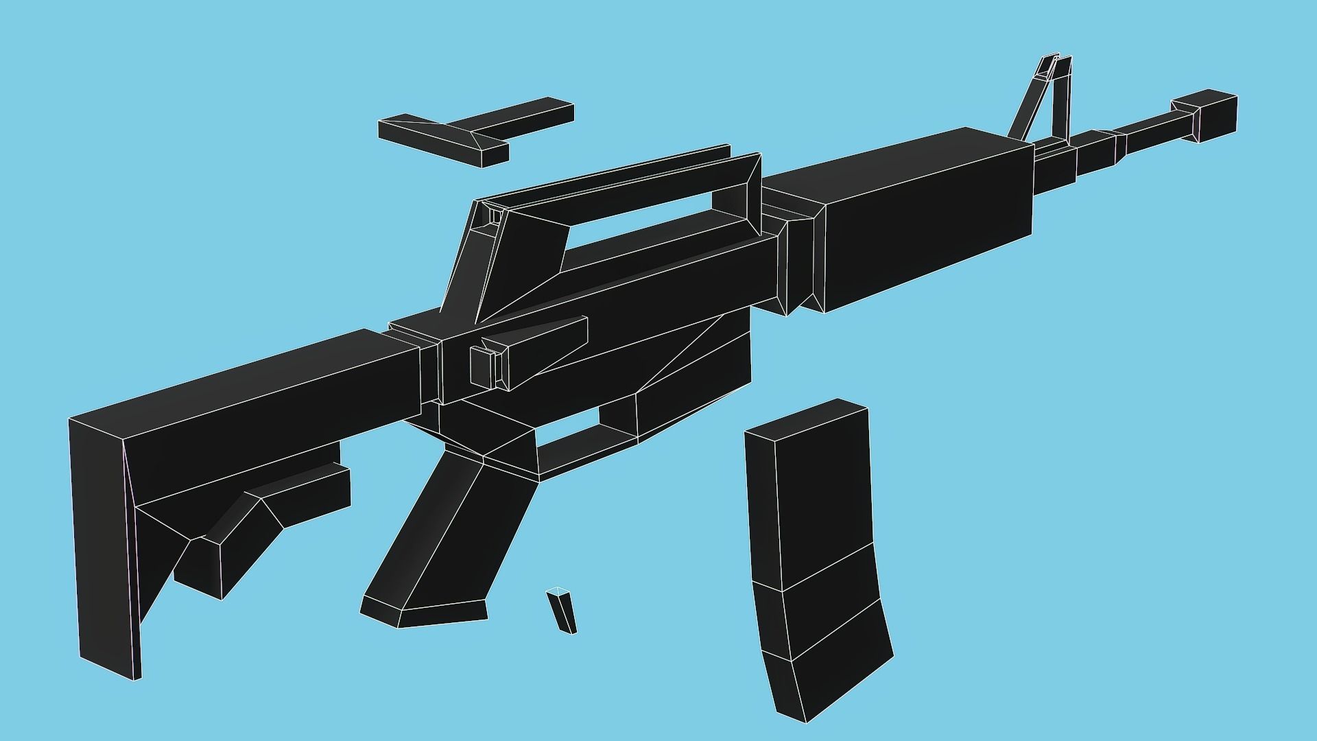 Blocky Stylized M4A1 Assault Rifle - Low Poly Game Ready Low-poly 3D model_14