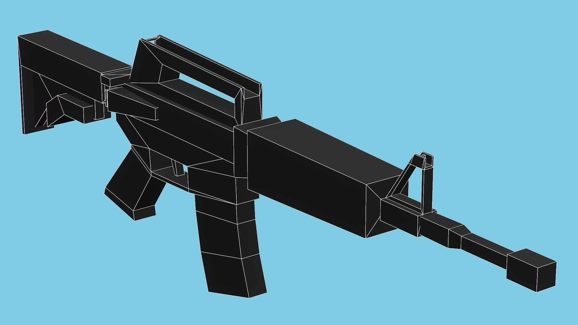 Blocky Stylized M4A1 Assault Rifle - Low Poly Game Ready Low-poly 3D model_12