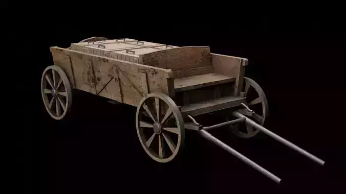 Medieval Horse cart  Low-poly 3D model