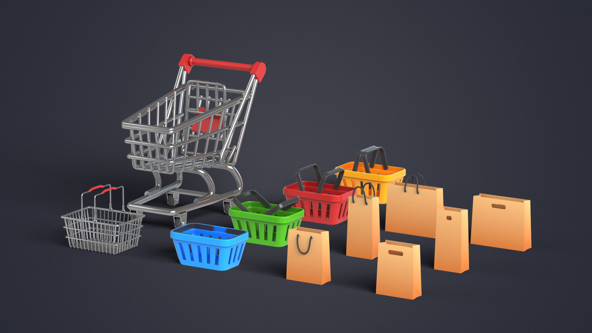 Shopping Pack Low-poly 3D model_2
