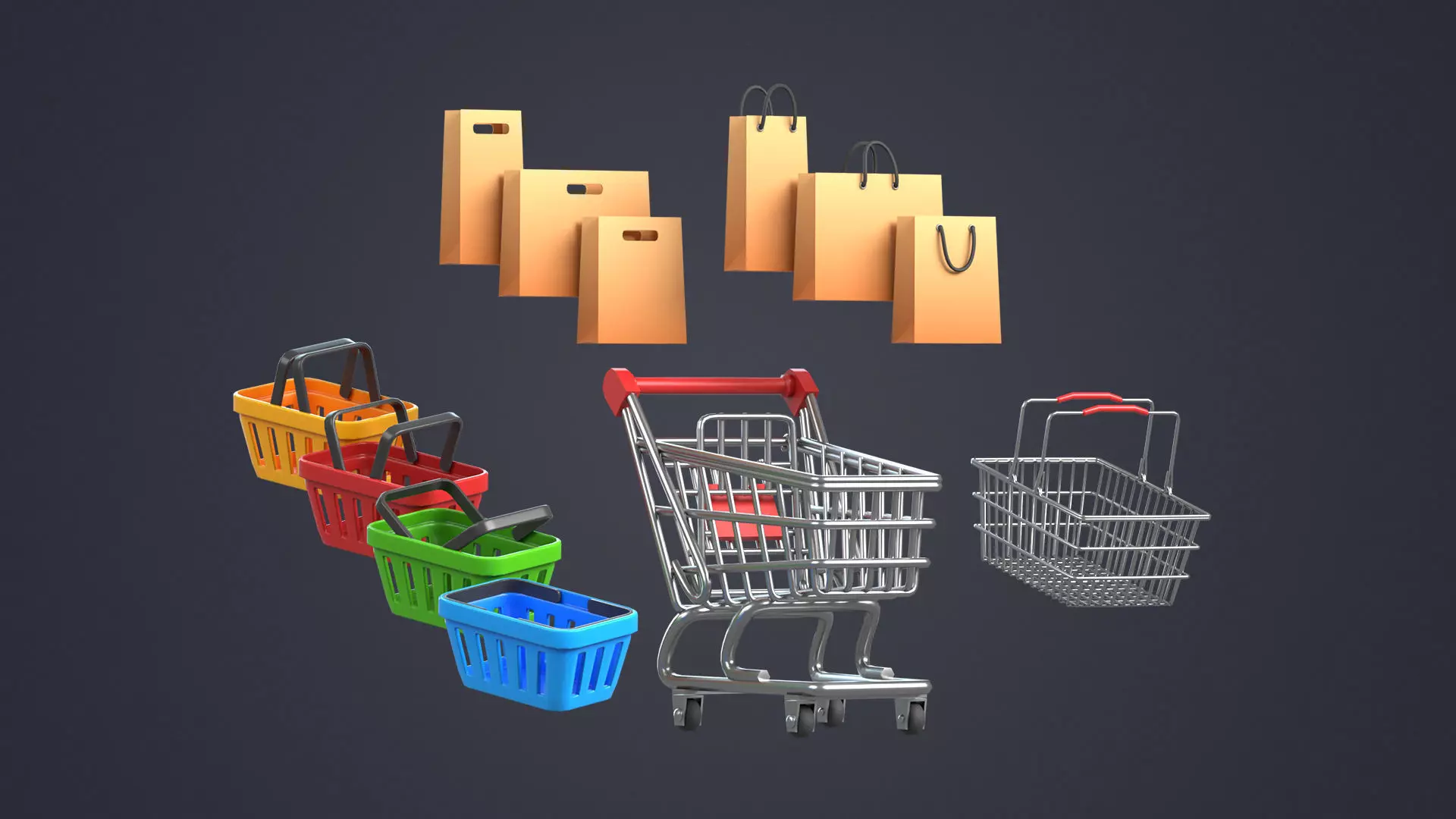 Shopping Pack Low-poly 3D model_0