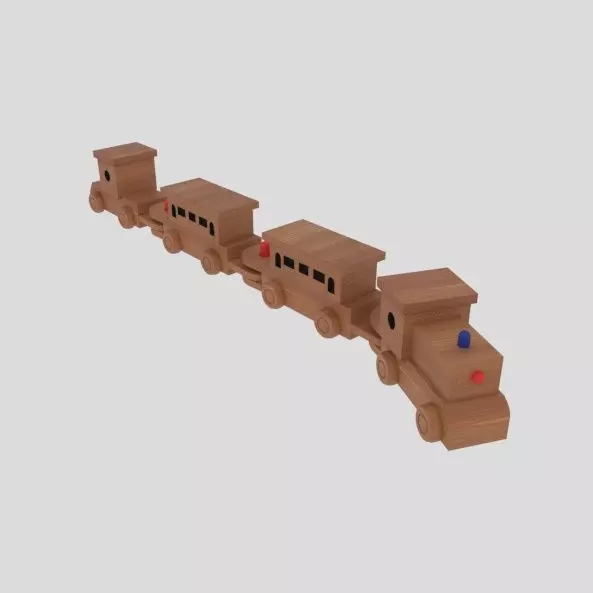 Wooden Toy Train Low-poly 3D model