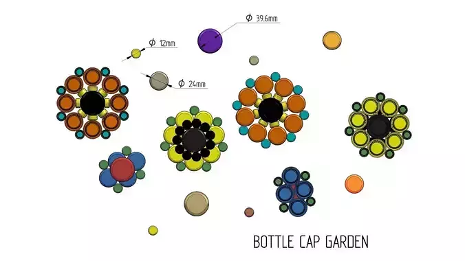 Bottle Cap Garden 3D model