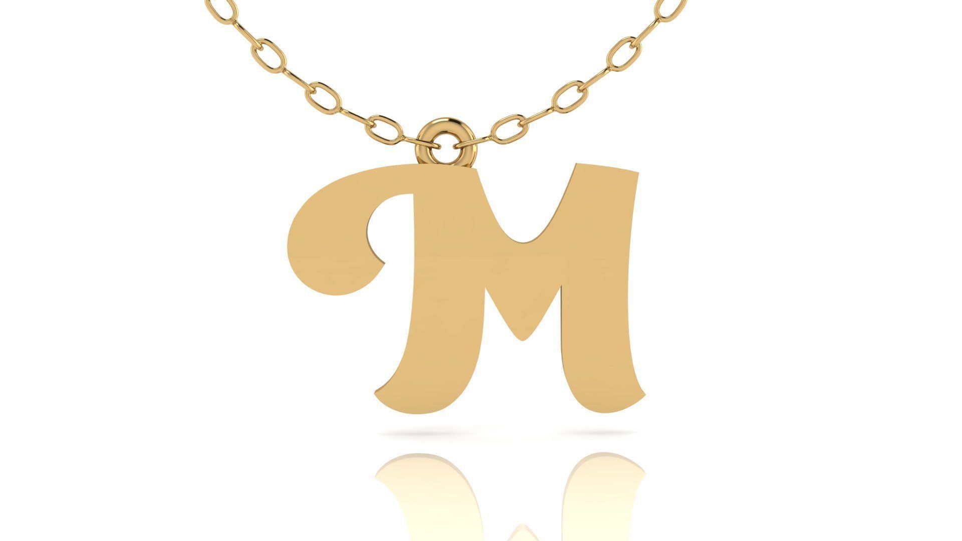 Alphabet Pendant M 3D print model_9