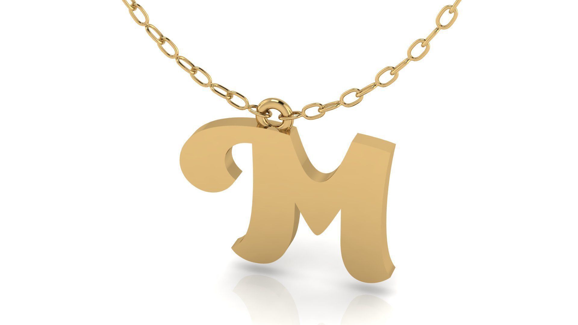 Alphabet Pendant M 3D print model_3