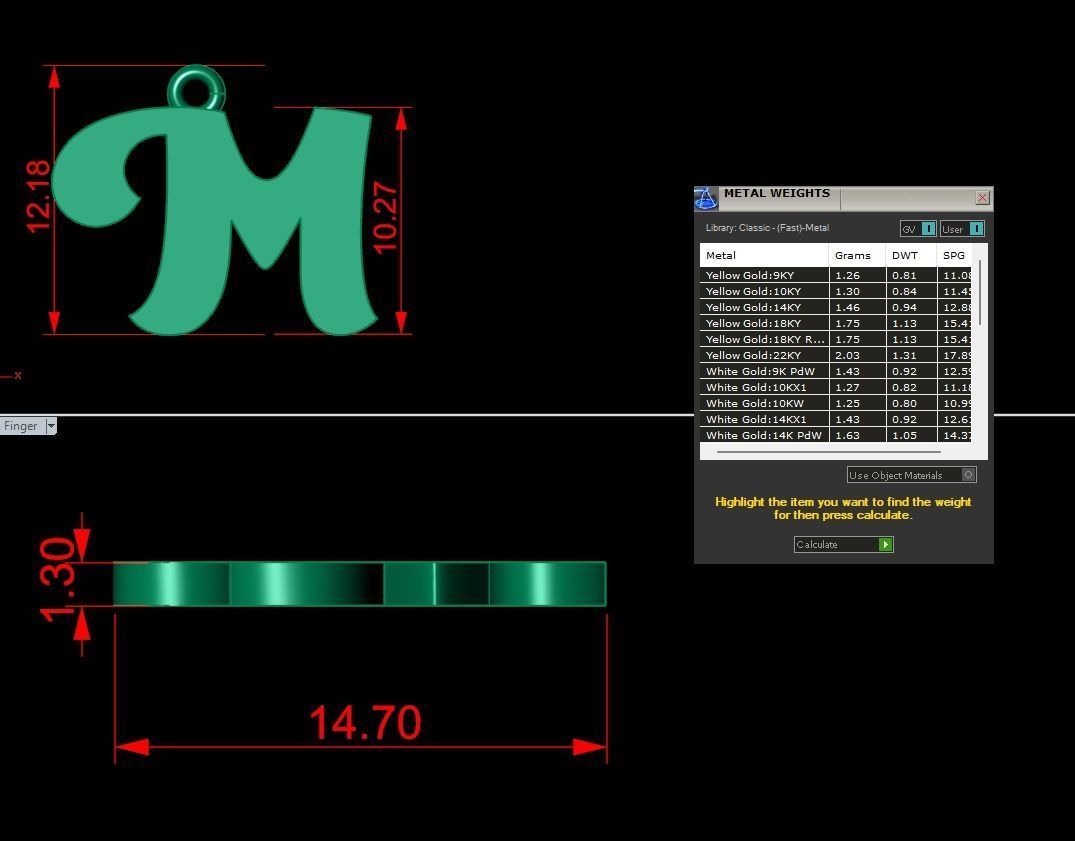 Alphabet Pendant M 3D print model_1