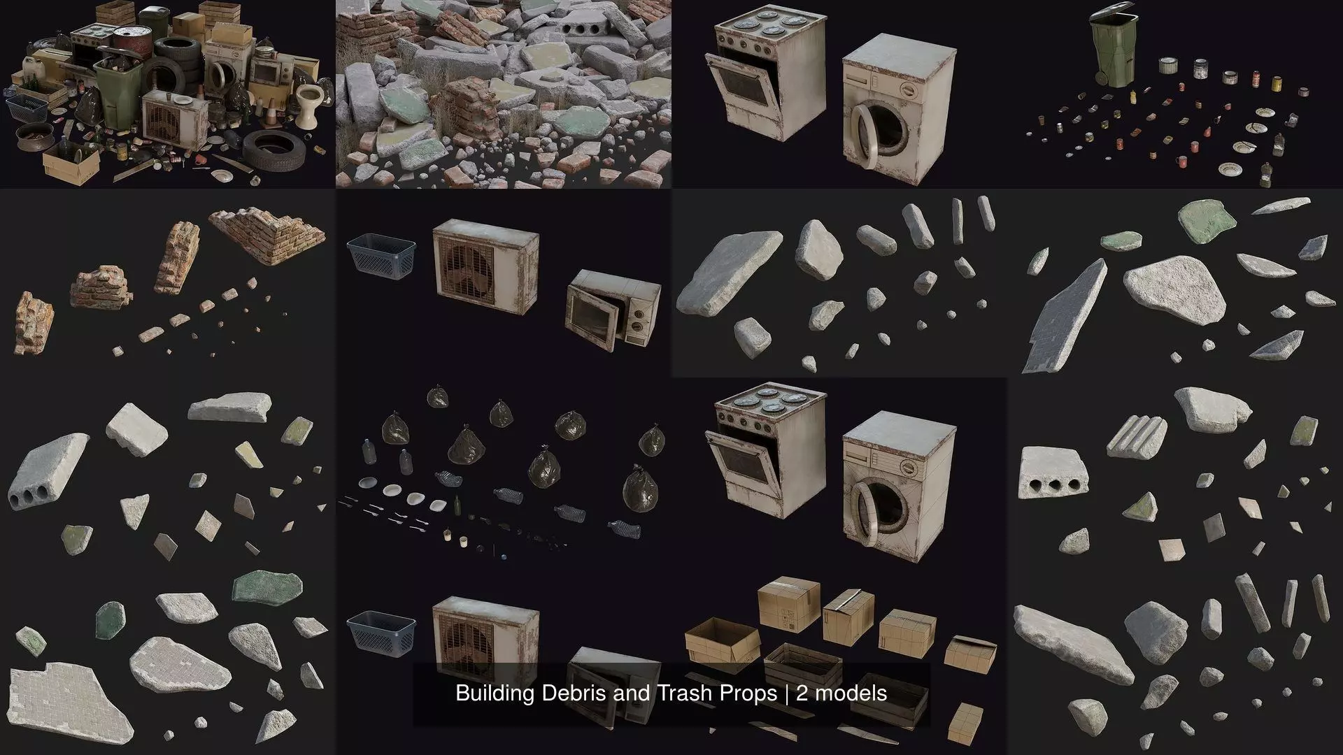 Building Debris and Trash Props 3D Model Collection_0