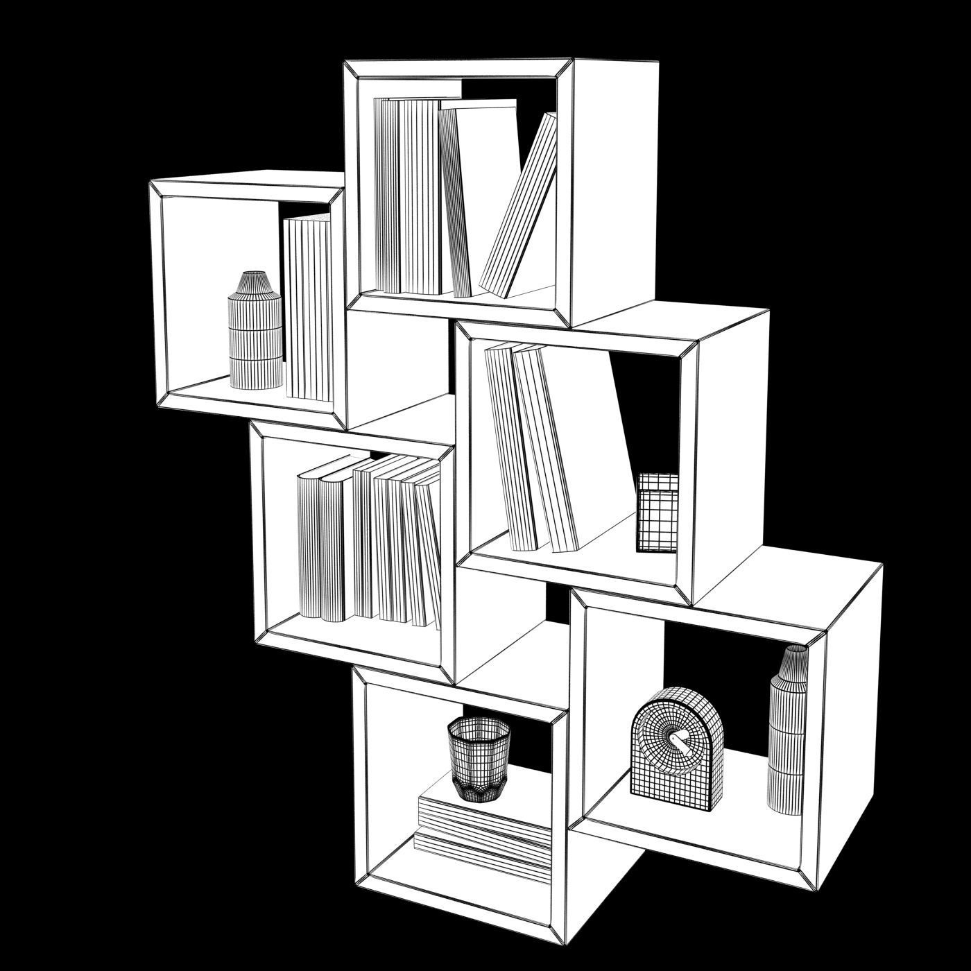 Wall Bookcase 3D model_4