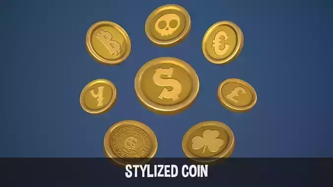 Stylized Coin Low-poly 3D model