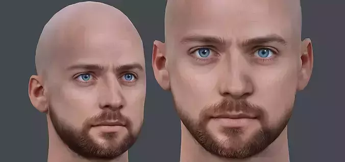 Male head Realistic Perfect Head Low-poly 3D model game ready