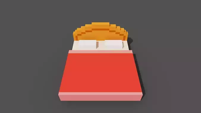 Double bed voxel model Low-poly 3D model