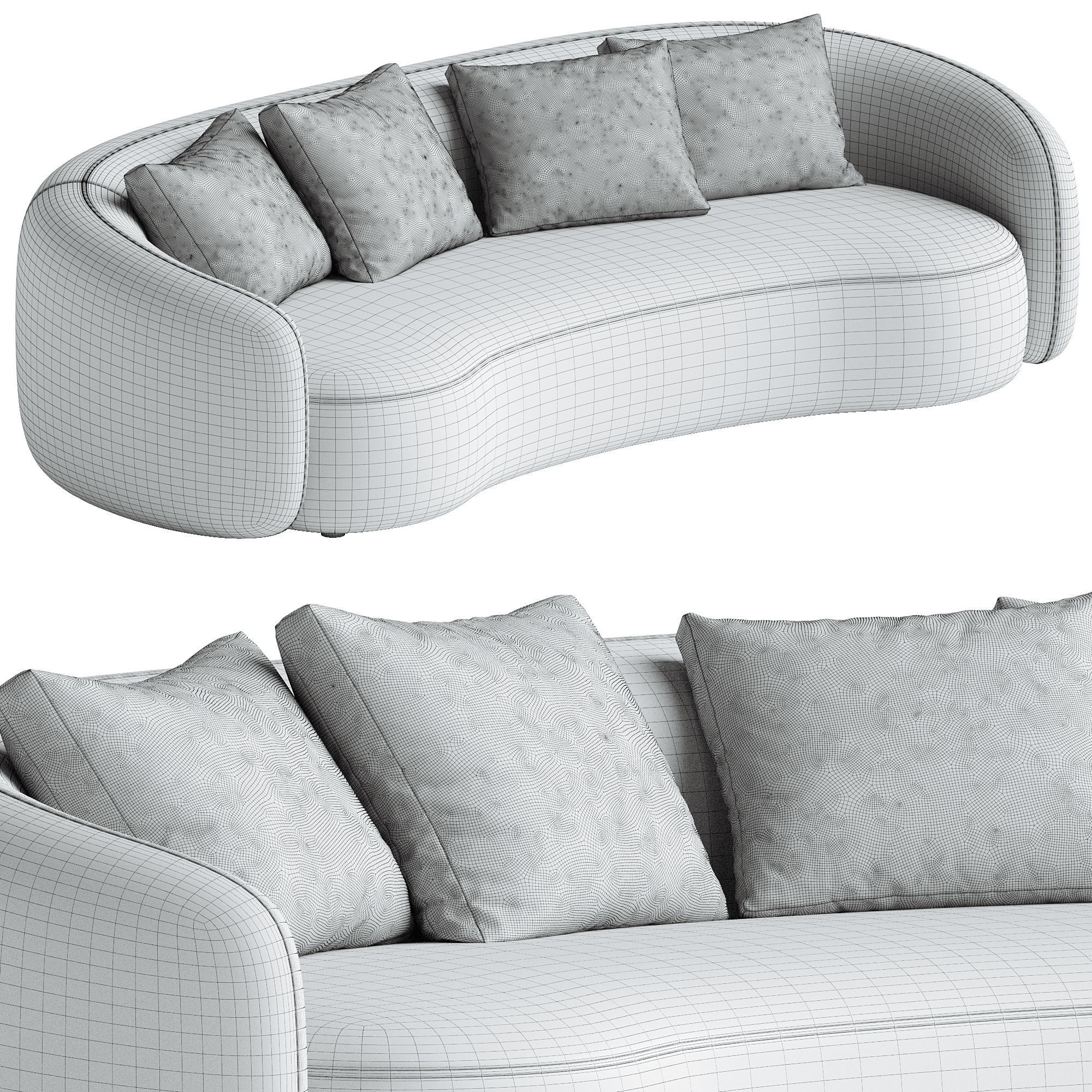 Modern Upholstered 5-Seater Boucle Sofa Couch 3D model_2