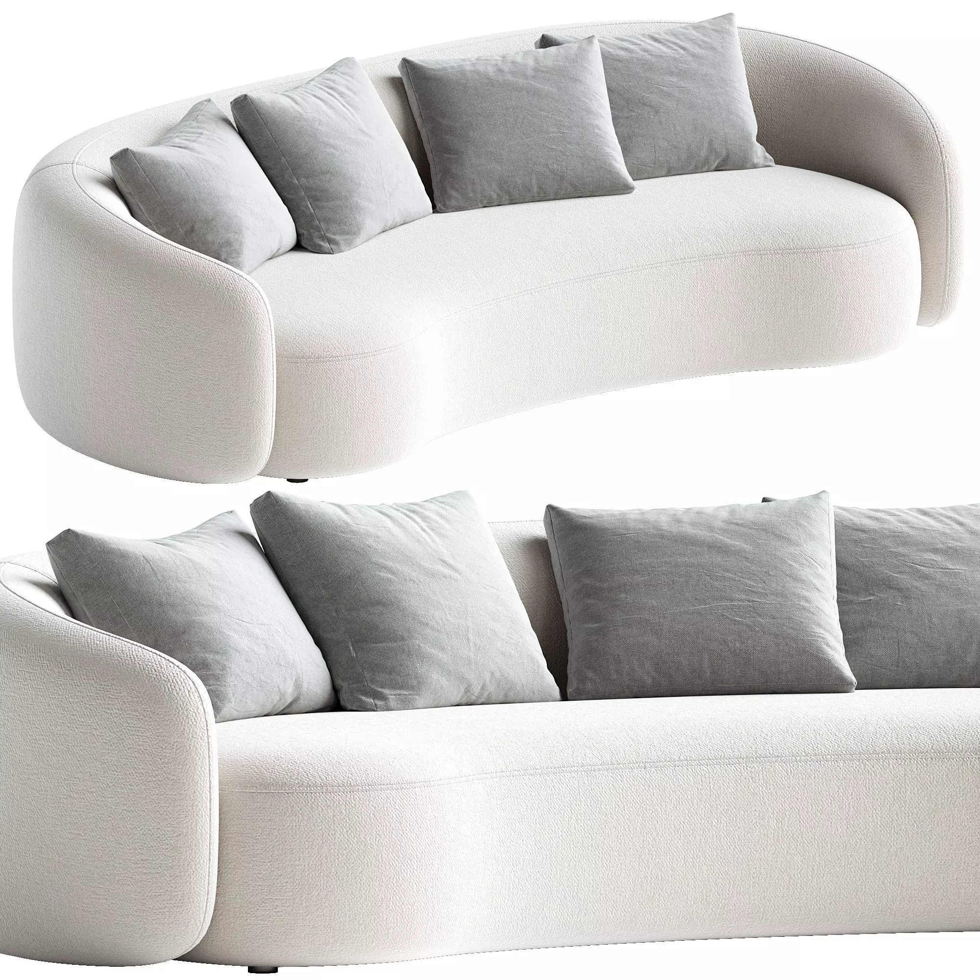 Modern Upholstered 5-Seater Boucle Sofa Couch 3D model_0