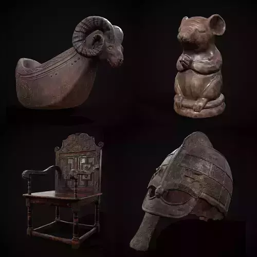 Medieval Prop Mix Forty Two  3D Model Collection