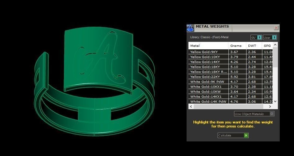 Initial A Alphabet Ring For Women Girls 3D print model_3