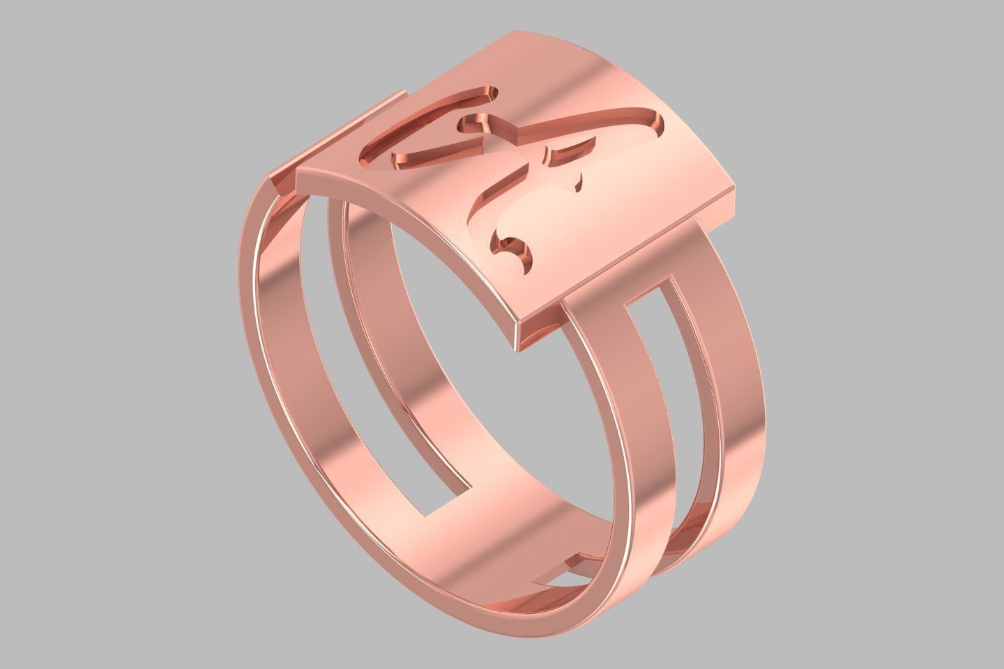 Initial A Alphabet Ring For Women Girls 3D print model_1