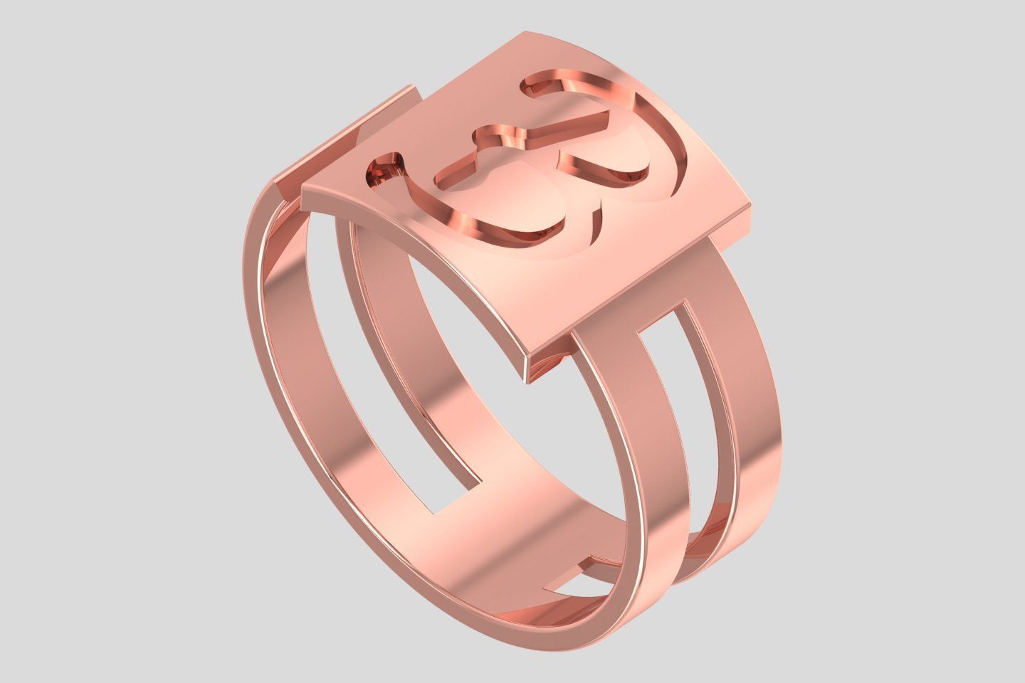 Initial B Alphabet Ring For Women Girls 3D print model_1