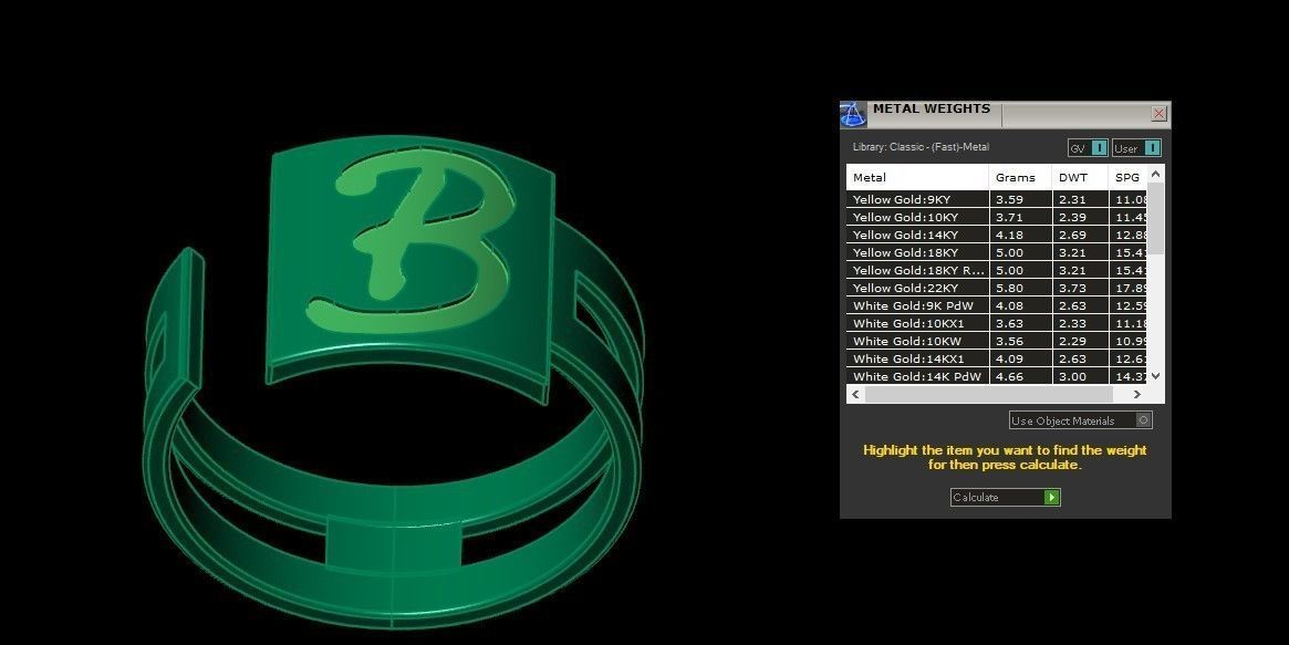 Initial B Alphabet Ring For Women Girls 3D print model_3