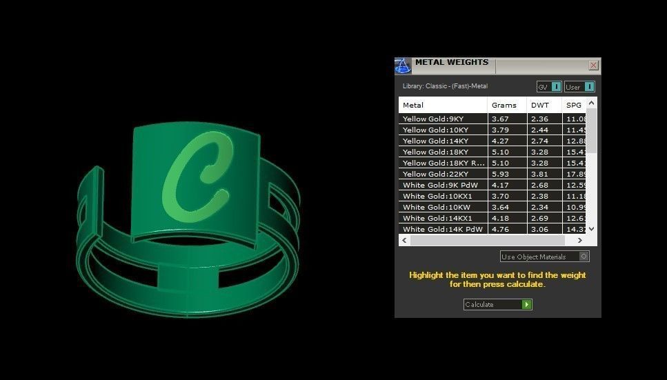 Initial C Alphabet Ring For Women Girls 3D print model_3