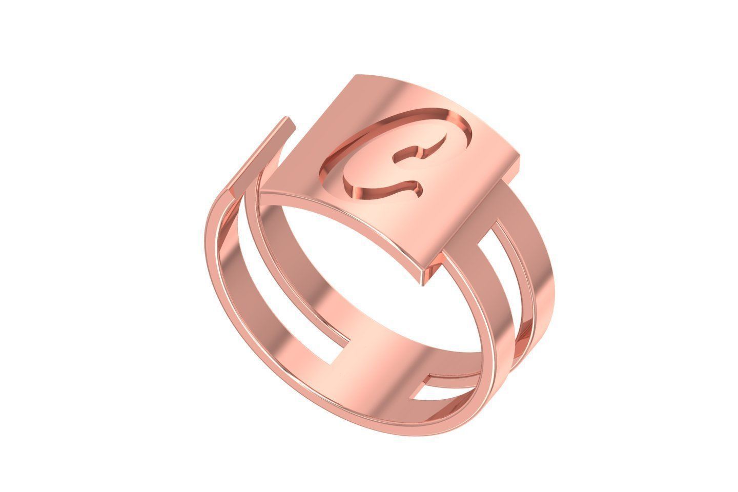 Initial C Alphabet Ring For Women Girls 3D print model_1