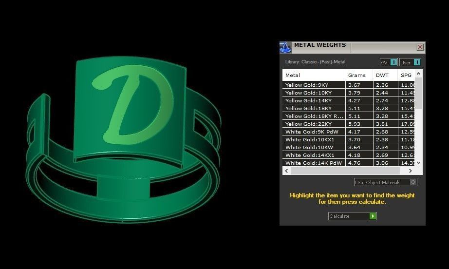 Initial D Alphabet Ring For Women Girls 3D print model_3