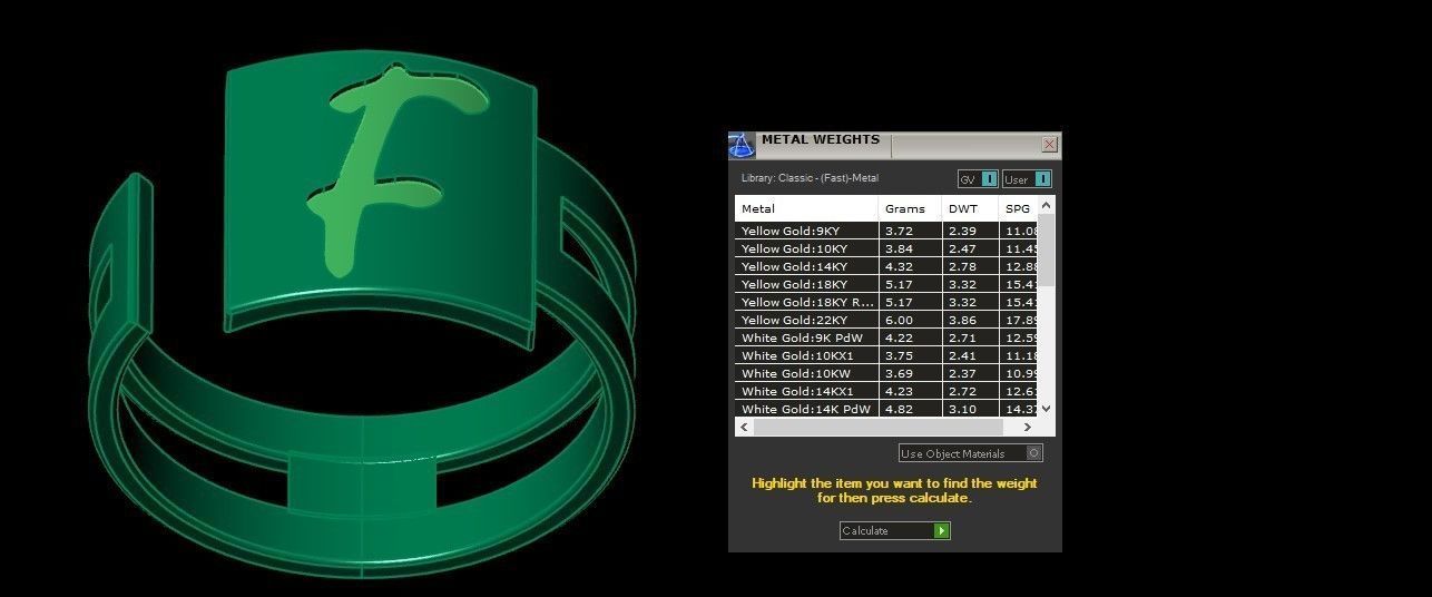 Initial F Alphabet Ring For Women Girls 3D print model_3