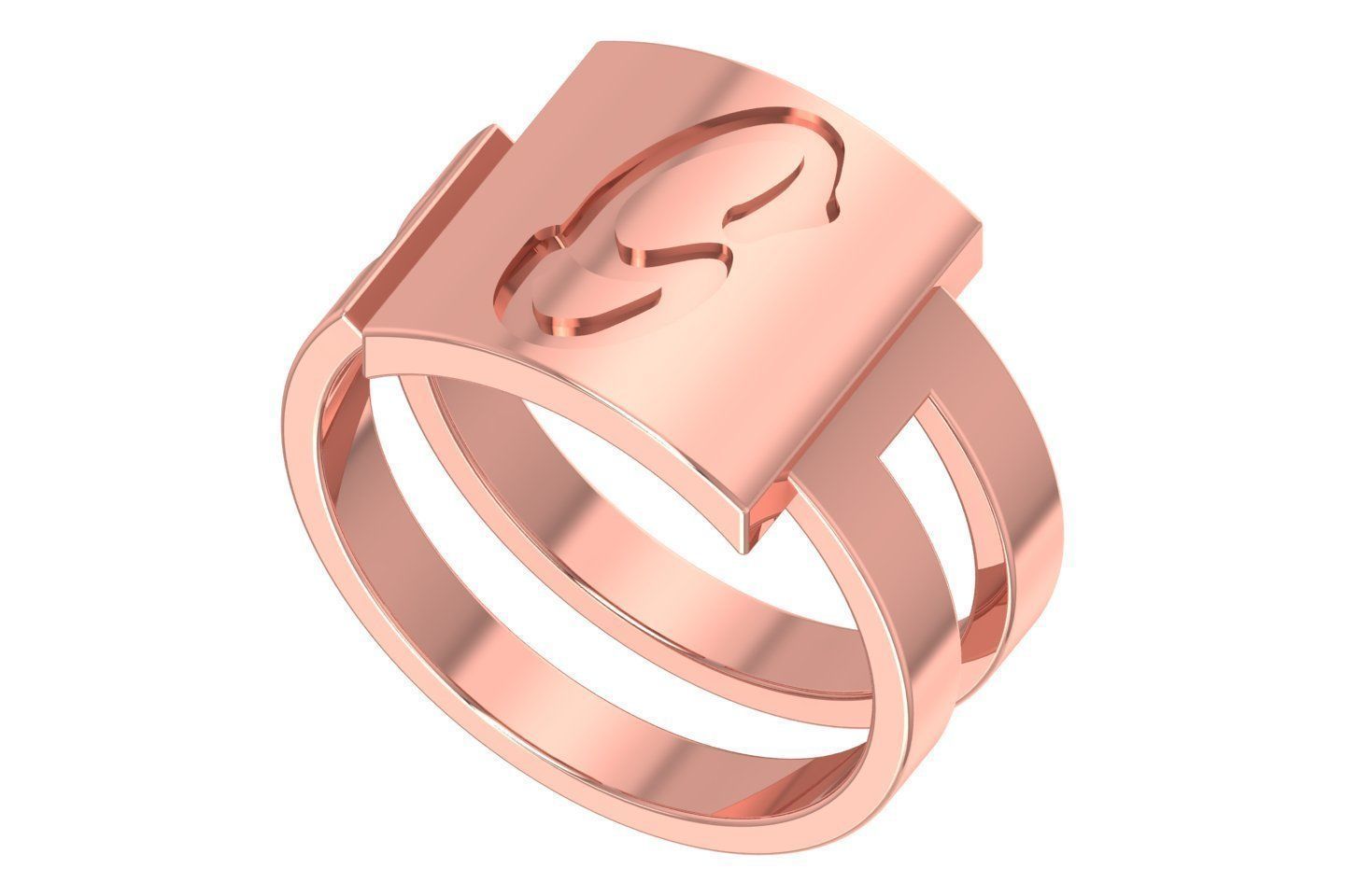 Initial G Alphabet Ring For Women Girls 3D print model_1