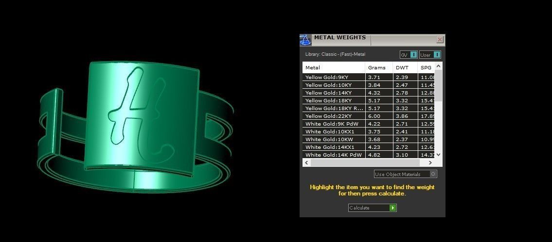 Initial H Alphabet Ring For Women Girls 3D print model_3