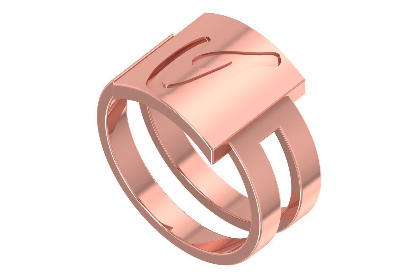 Initial I Alphabet Ring For Women Girls 3D print model_1