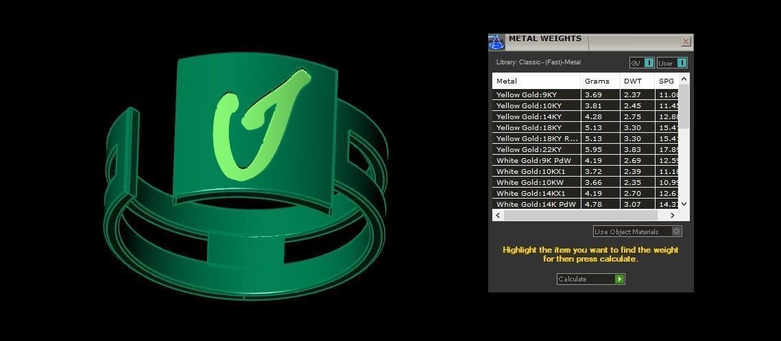Initial I Alphabet Ring For Women Girls 3D print model_3
