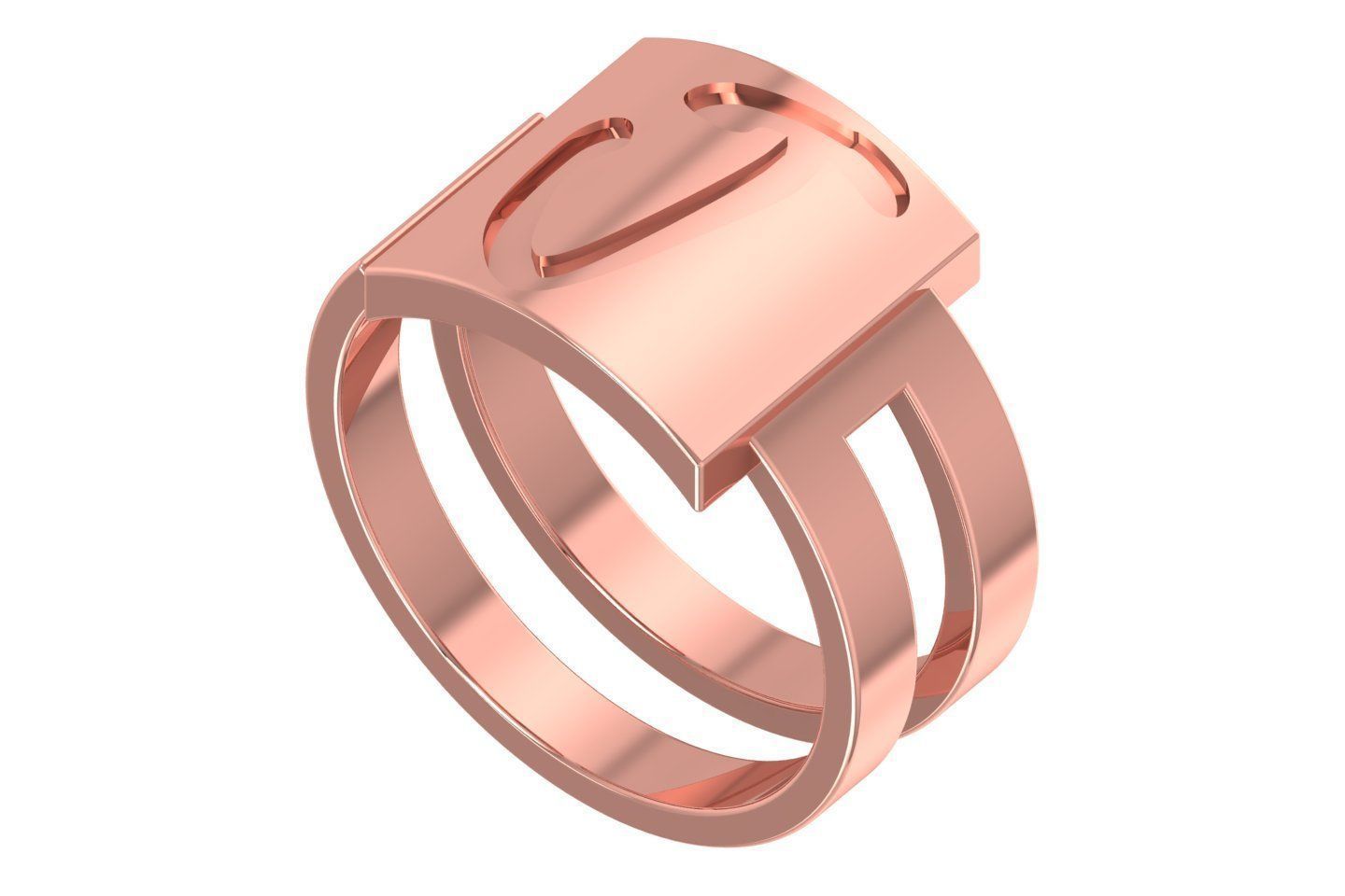 Initial J Alphabet Ring For Women Girls 3D print model_1