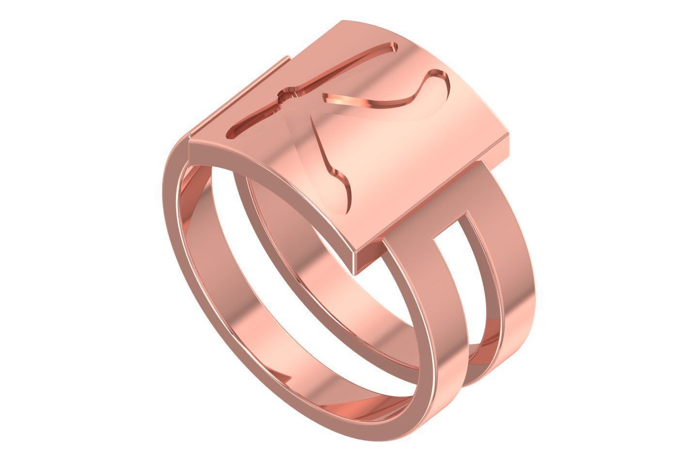 Initial K Alphabet Ring For Women Girls 3D print model_1